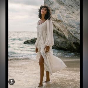 Billabong Starry skies maxi dress long sleeve maxi midi length neutral beachy